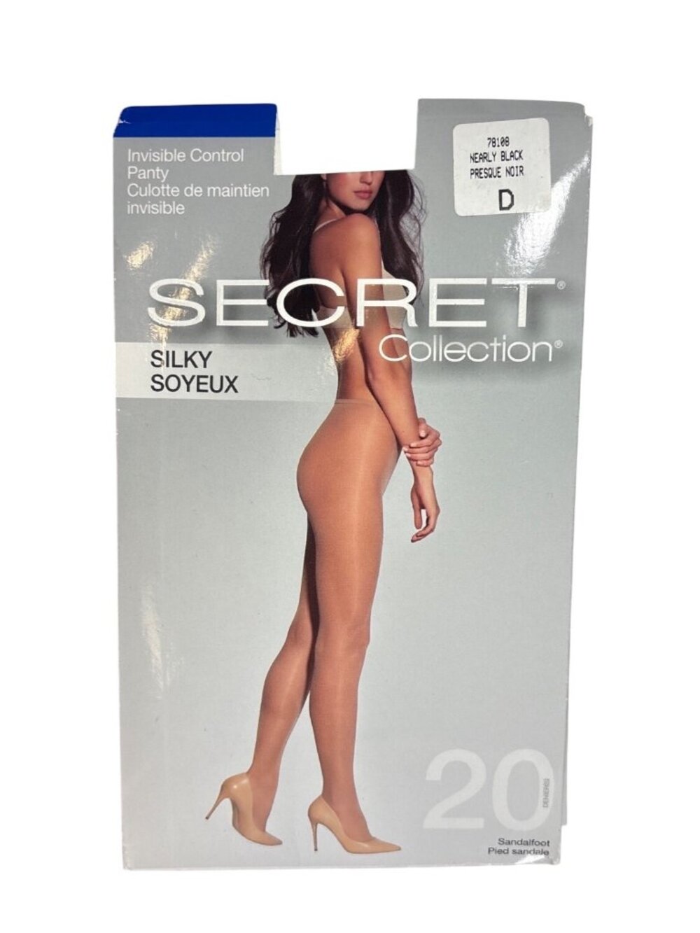 Secret Collection Panyhose Size D  Nearly Blasck Invisible Control Silky Finish